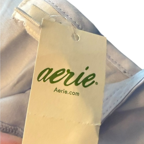 Aerie Satin Slip Dress Midi Size Medium Light Blue Front Tie NEW $65 Slinky - Picture 6 of 10